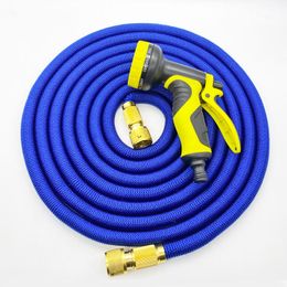 Watering Equipments Expandable Magic Garden Hose Flexible Water Extensible Hoses With Plastic Spray Gun Car Wash Adjutable Nozzle