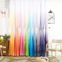 Curtain Modern Gradient Colour Sheer Tulle Window Drape For Living Room Bedroom Organza Voile Curtains Balcony Home Decoration