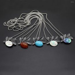 Pendant Necklaces Natural Stone Fashion Creativity Colourful Inlaid Oval Shaped Agate And Shell For Jewellery Charms Gift