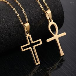 Chains 316L Stainless Steel Simple Cross Pendant Choker Necklaces For Women And Men Fashion Fine Jewellery Party Gifts SAN930