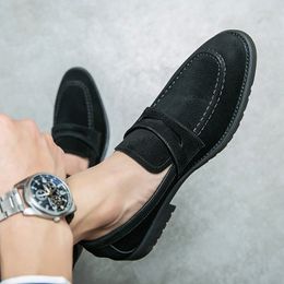 Designer New Mens Leather Casual Shoes Formal Brogue Shoes for Men Tassel Loafers Comfortable Black Brown suede Moccasins