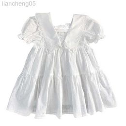 Girl's Dresses 2021 Summer Dresses Girls Fashion White Dress Kids Lace Floral Dresses Cotton Dress Children Clothing Lace Floral Dresses W0314