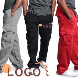 Mens Pants Custom Solid Cargo Long Casual Fashion Trend Cool Loose Drawstring Pockets Oversize Male Sport Trouser 230314