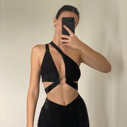 Women's T Shirts Spicy Girls' Minority Hanging Neck Slim Fitting Strapping Vest Sexy Circle Multiple Wearing Methods Deep V Backless