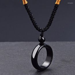 Pendant Necklaces Natural Black Ring Manual Rope Women Men Necklace Fashion Jewellery For Gift Dropship