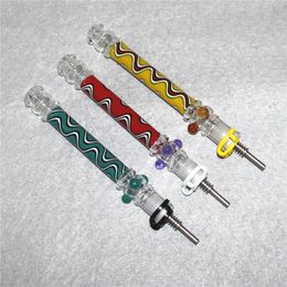 Hookahs Mini Nectar Kit with 10mm Titanium Nail Quartz Tip Glass Nectar Oil Pipes Smoking Vapor Straw Pipe