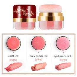 Other Makeup 3Pcs Matte Shiny Face Blush For Mineral Cheek Loose Powder Red Rouge Peach Pink Palette Cosmetic Gift 230314