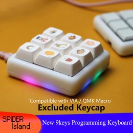 QMK / VIA 9Keys Macro Keyboard Kit Programming Keypad RGB Backlight Hot Swap Gateron Mechanical Keyboard Setting without keycap