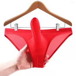 Underpants Men Sexy Smooth Lingerie U Convex Pouch Penis Sheath Underwear Ice Silk Elephant Nose Low Waist Comfortable Brief Panties