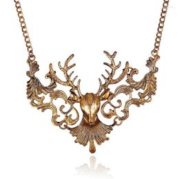 Choker Vintage Necklace For Women Hyperbole Elk Pendant Chain Punk Jewellery Necklaces Retro Accessories