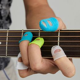 4Pcs Silicone Finger Guards Guitar Fingertip Protectors For Ukulele Guitar Non-Slip Finger Sets 6 Colour Optional