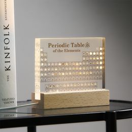 Decorative Objects Figurines Acrylic Periodic Table Of Elements With Real Samples The Light Base Ornament School Teaching Display Chemical Element 230314