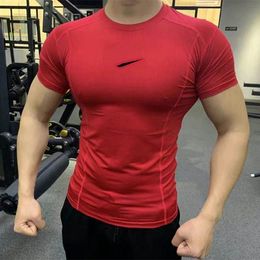 325 Short Men's Running Fiess Shirt Summer T Sleeve Sport Gym Muscle T-shirts Oversized Workout C -shirts