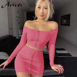Women's Two Piece Pants Aisiyifushi Two Piece Set Top and Skirts Summer Women Set Orange 2 Piece Outfits for Women Crop Top and Skirt Set Club Wear 2023 L230314