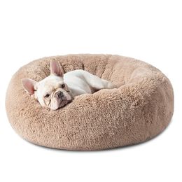 kennels pens Long Plush Dog Bed House Mat Winter Warm Sleeping Cats Nest Soft Basket Pet Cushion Portable 230314