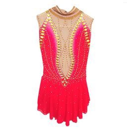 Stage Wear LIUHUO Ice Figure Skating Dress Women Topaz Red Inlaid Diamond Handmade Competition Ballet