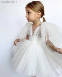 Girl's Dresses Baby Girls Wedding Tulle Dress Infant Big Ruffles Sleeve Princess Ball Gown Kids Vintage Spanish Luxury Dresses Children Clothes W0314