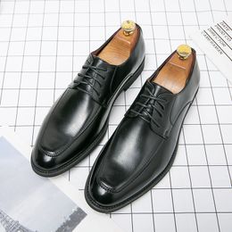 Sandals Derby Men PU Leather Solid Lace-up Low Heel Professional Business Dress Banquet Party Single Large Size 38-48