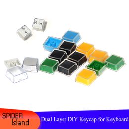 10pcs Colourful Transparent Keycaps Double-layer Keycaps Removable Paper Custom MX Switch Relegendable Keycap Shell Protection 1U