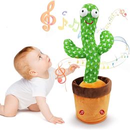 Decorative Objects Figurines Rechargeable Dancer Cactus For Kids Usb Dancing Repeat Talking Parlanchin In Spanish Toy Children 230314