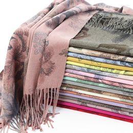 Ethnic Clothing Of European And American Cashmere Jacquard Scarves Fringe Thickened Double-faced Shawl Dual-use Long