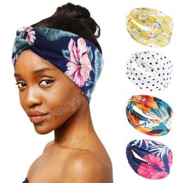 Fashion Boho Casual Headbands Women Girls Twist Knotted Print Flower Turban Make Up Band Yoga Sports Elastic Hair Accessories