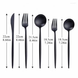 Dinnerware Sets Black Steel Cutlery Set 18/10 Matte Kitchen Full Spoon Knife Thick Tableware Spoons Forks Knives Flatware