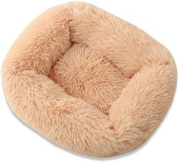 kennels pens Square Dog Cat Bed with Side Cover Medium Large Sofa Plush Kennel Winter Warm Puppy Mat Nest Soft House Non-slip Basket Cushion 230314