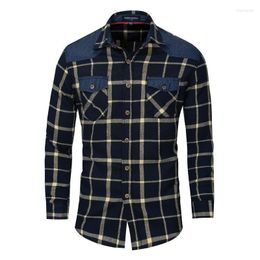 Men's Casual Shirts Top Selling Product In 2023 Fashion Large Size Long Sleeves Dress Shirt For Men Denim Plaid ClothingMen's Chee22