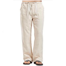 Mens Pants Cotton Linen Plus Size Breathable Classic Casual Jogger Trousers 230314