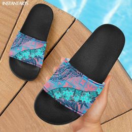 Slippers INSTANTARTS Vintage Samoan Old Teal Tapa Pattern Flip Flop For Women Brand Designer Girls Summer Travel Beach Slipper Light