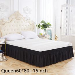 Bed Skirt Three Sides Bed Skirt Wrap Around Easy Fit Cover Elastic Ruffles Wedding Dustproof Twin Queen Home Decoration Bedroom No Surface 230314