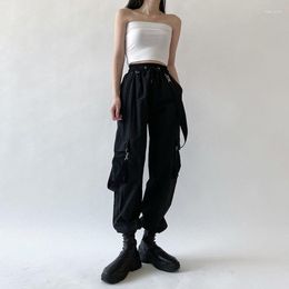 Women's Pants Detachable Strap Trousers Female Harajuku Cargo Black Women Fashion Elastic Waist Streetwear Plus Zise Casual