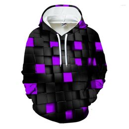 Men's Hoodies 2023 Mens Pullover Sweatshirt Streetwear Sportsuit Casual Tracksuits Purple Square 3D Print Long Sleeve Tops Sell Men