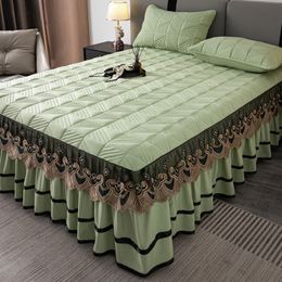 Bed Skirt Home Textiles 1pc Soft Bed Skirt Thick Quilted Breathable Fitted Bed Sheet Four seasons Bedspreads King Queen Size Bed Cover 230314