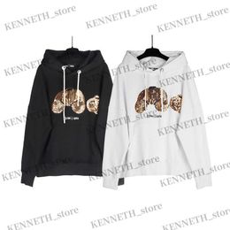 Men's Hoodies Sweatshirts Sequin broken-headed bear hooded sweater men and women high street lovers bf hoodie jacket T230314