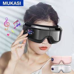 Eye Massager Heated Eye Massager 16D Compression Massage Eye Mask With Music Vibration For Migraine Dry Eye Eye Strain Dark Circles Relief 230314