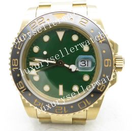 2 styles Men Men's Super GMF Factory V3 Asia 3186 Hour Hand green Black Dial with Round 18K Yellow Gold Thick Plated Black Ceramic Bezel Steel 904L Oyster Bracelet watch