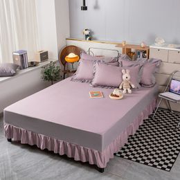 Bed Skirt Bed Skirt Bedspreads for Double Ruffles Sheet Size Seater Bedding Set Queen Mattress Protector In Bedroom Cover Elastic Copper 230314
