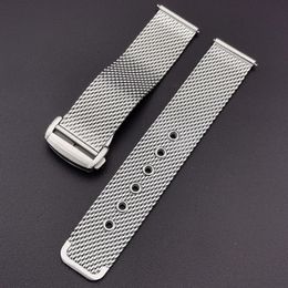 20mm 22mm Silver Steel Folding Deployment Clasp Bracelet Watchband Strap For Omega Watch