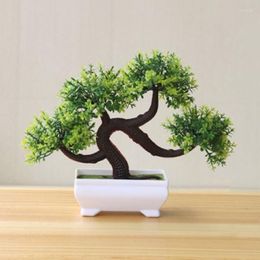 Decorative Flowers Artificial Bonsai Welcoming Pine Plant Fake Greeting Tree With Pot Plastic Trees For Wedding Home Office Decoration