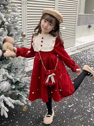 Girl's Dresses Girls' dress velvet winter 2022 new Christmas girls princess dress autumn winter children's new year dress W0314
