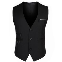 Mens Vests Formal Groom Wedding Suit Vests Male Coat Sleevels Slim Business Suit Waistcoat Solid color Vests Jacket Men fashion Tops 230313