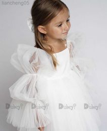 Girl's Dresses New Born Baby Girls Birthday Dress for Toddlers White Wedding Party Gown Baptism Ceremony Vestido for 3Y Infantil Clothing Kids W0314