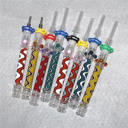 5.7 inches Hookahs Mini Nectar Dabs Straw with 10mm Titanium Nail/ Quartz Tip Glass Smoking Vapor Straw Pipes Slide Bowl