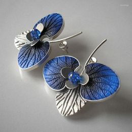 Stud Earrings Fantasy Blue Leaf Flower For Women Charms Accessories Lady Girl Party Statement Butterfly Jewelry