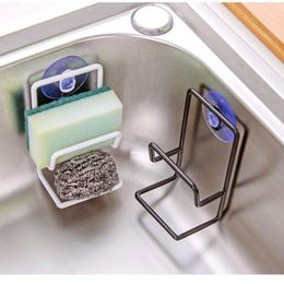 Hooks & Rails Metal Suction Cup Sink Drain Rack Wall Sucker Sponge Storage Drying Holder Kitchen Soap Stand Dish Cloth Shelf OrganizerHooks