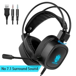 Headsets KINGSTAR 7.1 Gaming Headphones 3.5mm Wired Earphones RGB Light Noise Cancelling Gamer Headset With Microphone For PC Laptop 230314