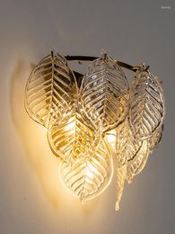 Wall Lamp Leaf Glass American Retro Modern Fresh Light Luxury Bedside For Bed And Breakfast Bedroom