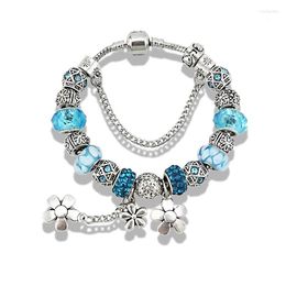 Charm Bracelets ANNAPAER Flower Charms Blue Enamel Beads Arrival & Bangles Beautiful Variety Bracelet For Women Gift B15213